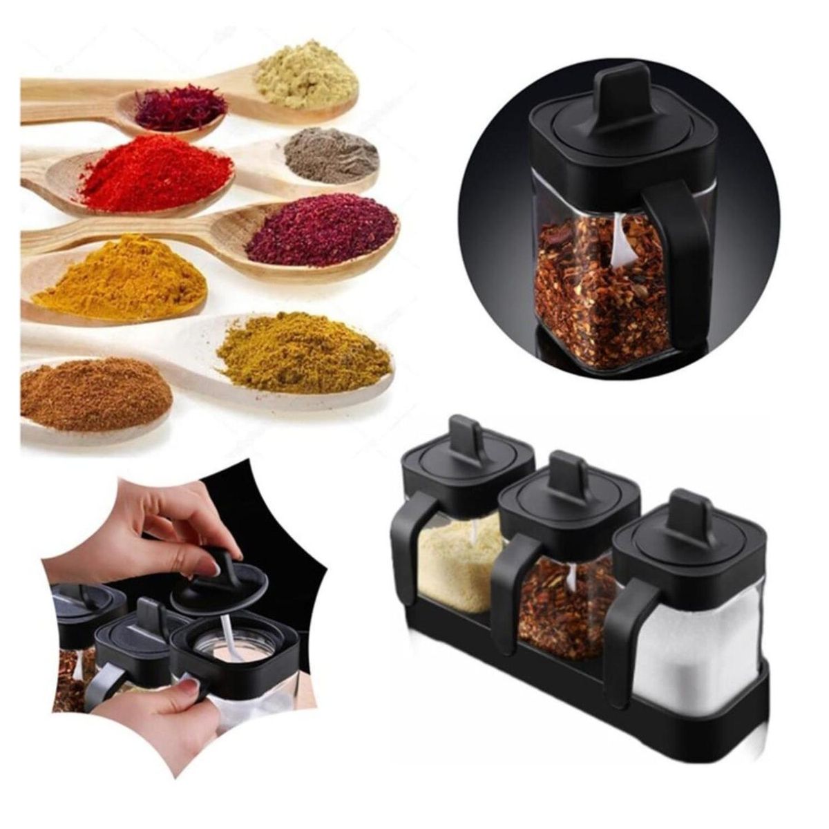 GENERICO - Especieros Condimentero 3 Set De Vidrio