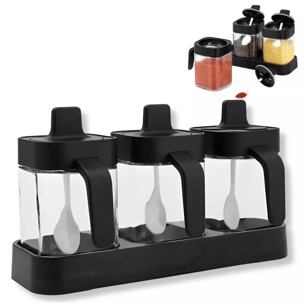 GENERICO - Especieros Condimentero 3 Set De Vidrio