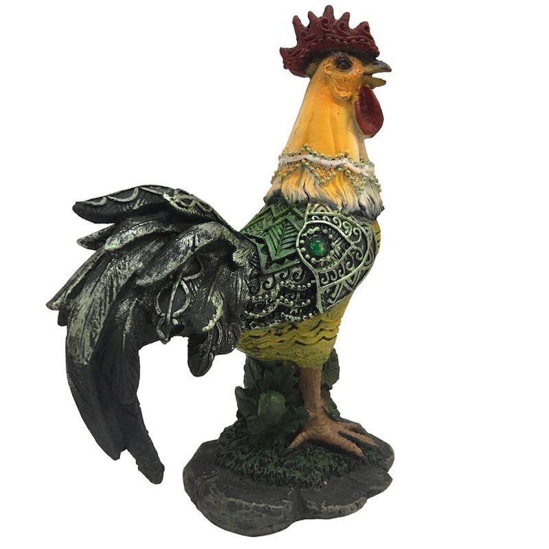 GENERICO - Figura Decorativa Adorno Gallo Multicolor Altura 20.5 cms