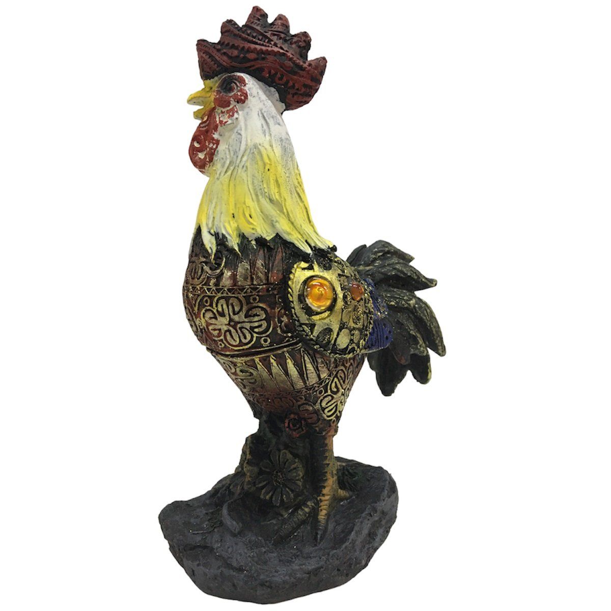 GENERICO - Figura Decorativa Adorno Gallo Multicolor Altura 20.5 cms