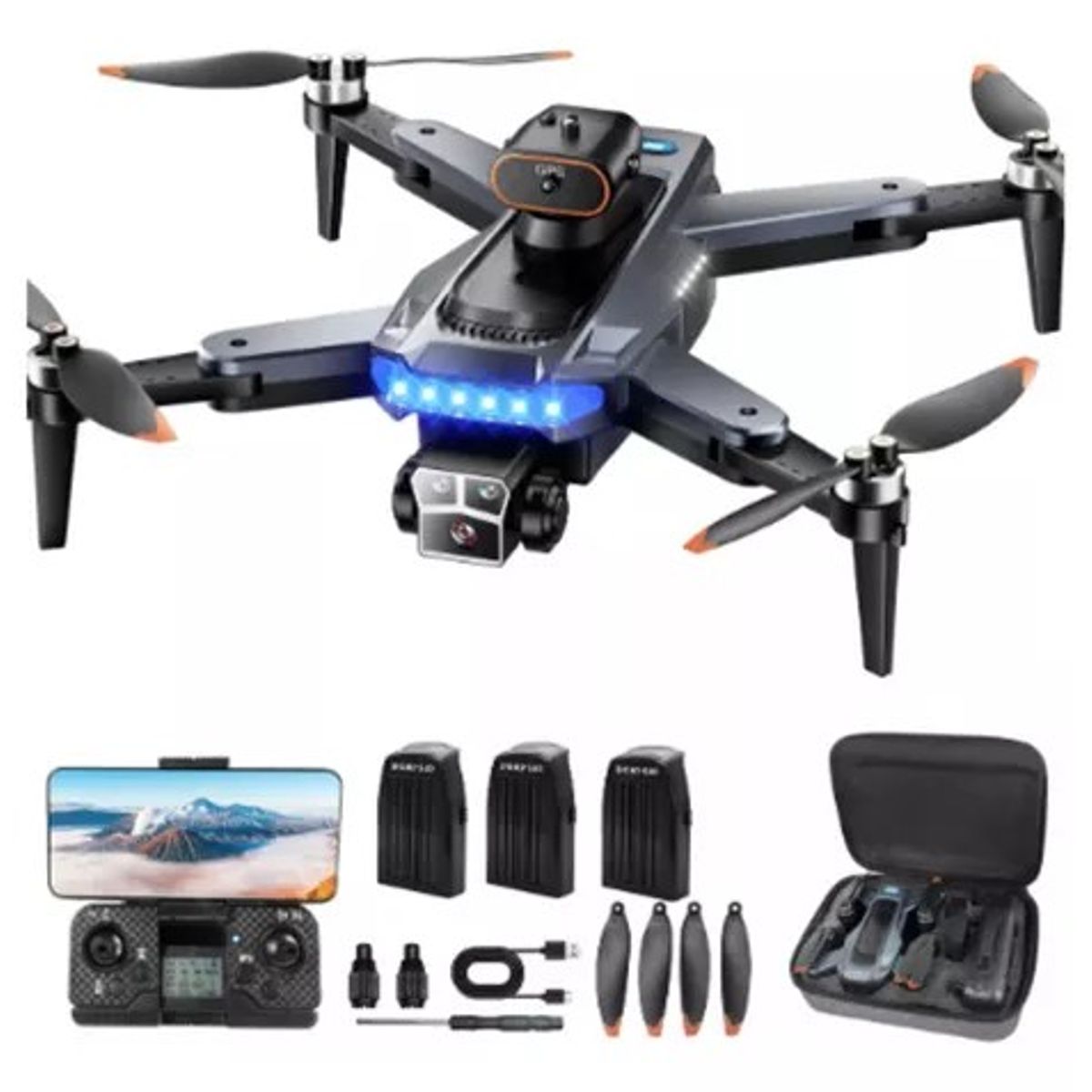 MUNDO MAGIA - Drone 4k Con Dual Cámara Hd Gps 5g Wifi Fpv 3 Baterías-