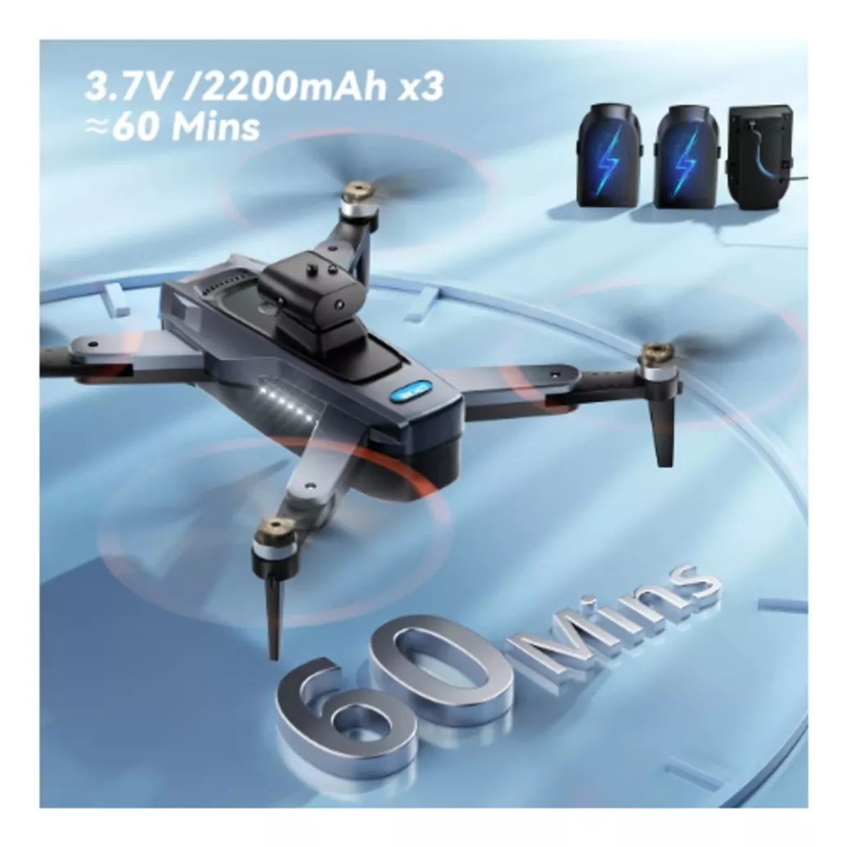 MUNDO MAGIA - Drone 4k Con Dual Cámara Hd Gps 5g Wifi Fpv 3 Baterías-