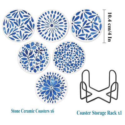 Imagen 2 del producto Set De 6 Posavasos De Cerámica Acuarela Con Soporte