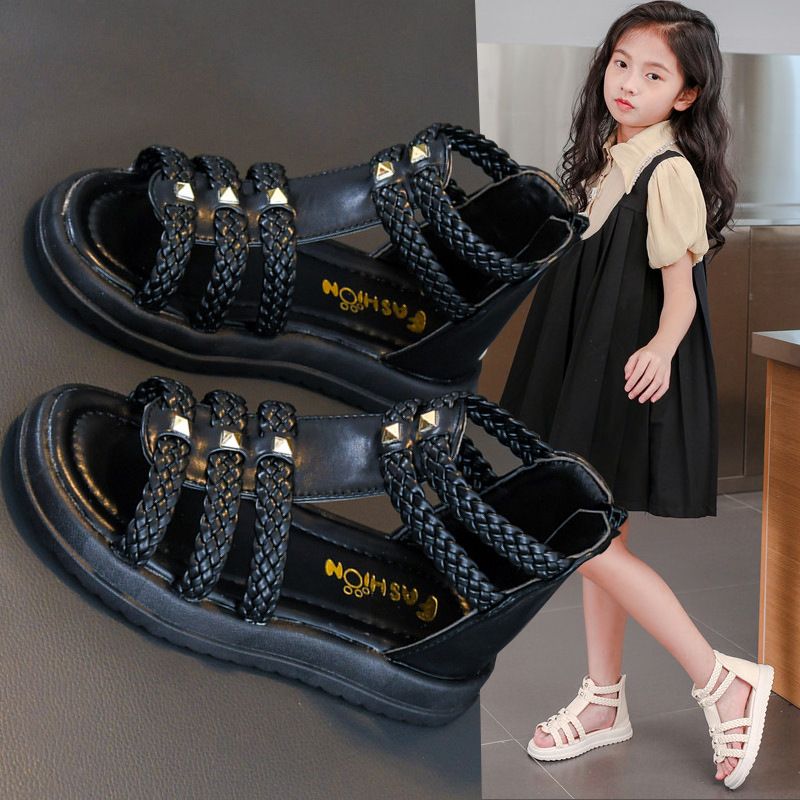 DANWEILE - Sandalia Escolar Niña Negro 26 a 37