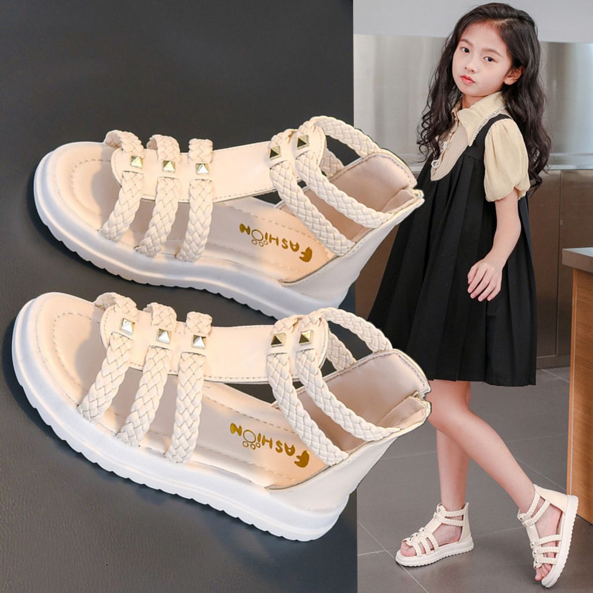 DANWEILE - Sandalia Escolar Niña Blanco 26 a 37