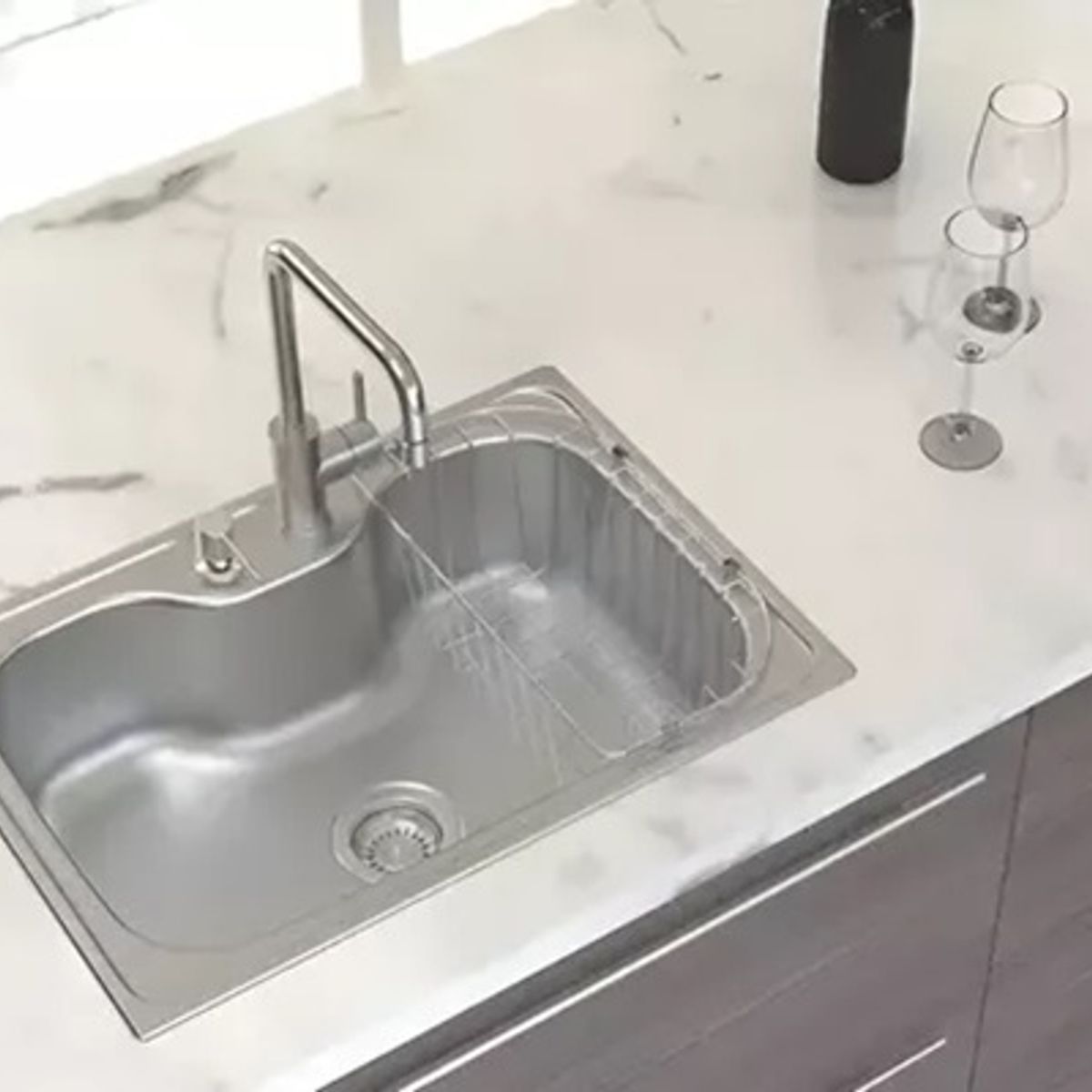 OEM - Lavaplatos Dekora 60X42cm Plata Sobre Cubierta.