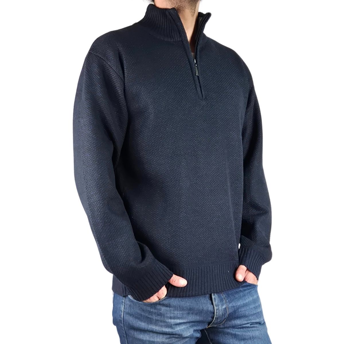 GENERICO - Sweater Hombre Frizado Tejido Cuello Alto Cierre Colores 2097