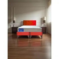 GENERICO - CAMA EUROPEA DE BOTONES ROJO EN FELPA 2 P