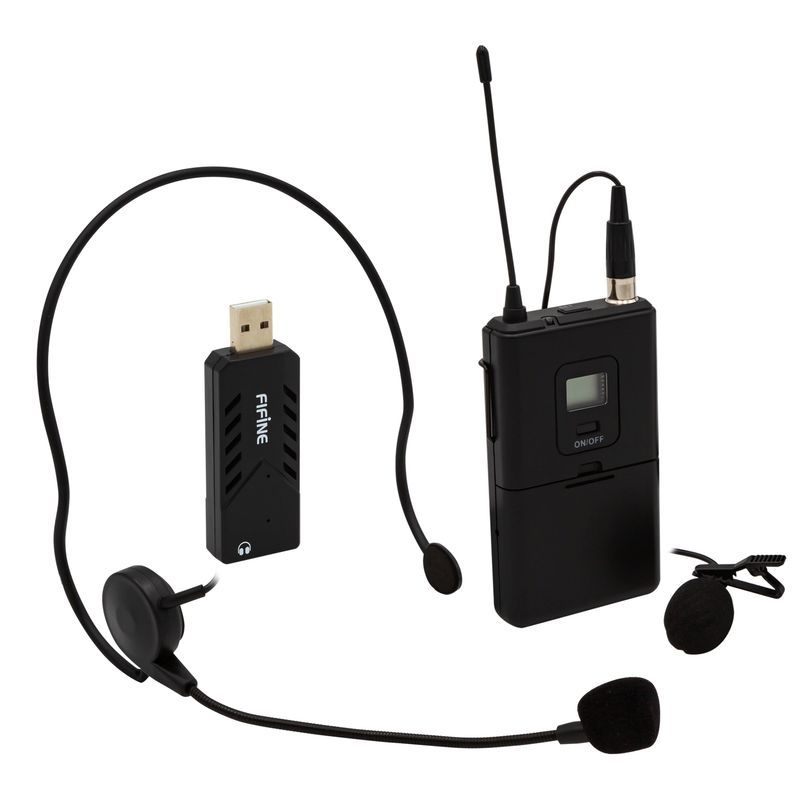 FIFINE - MICRÓFONO USB INALÁMBRICO DE SOLAPA CON AUDÍFONO FIFINE K031B