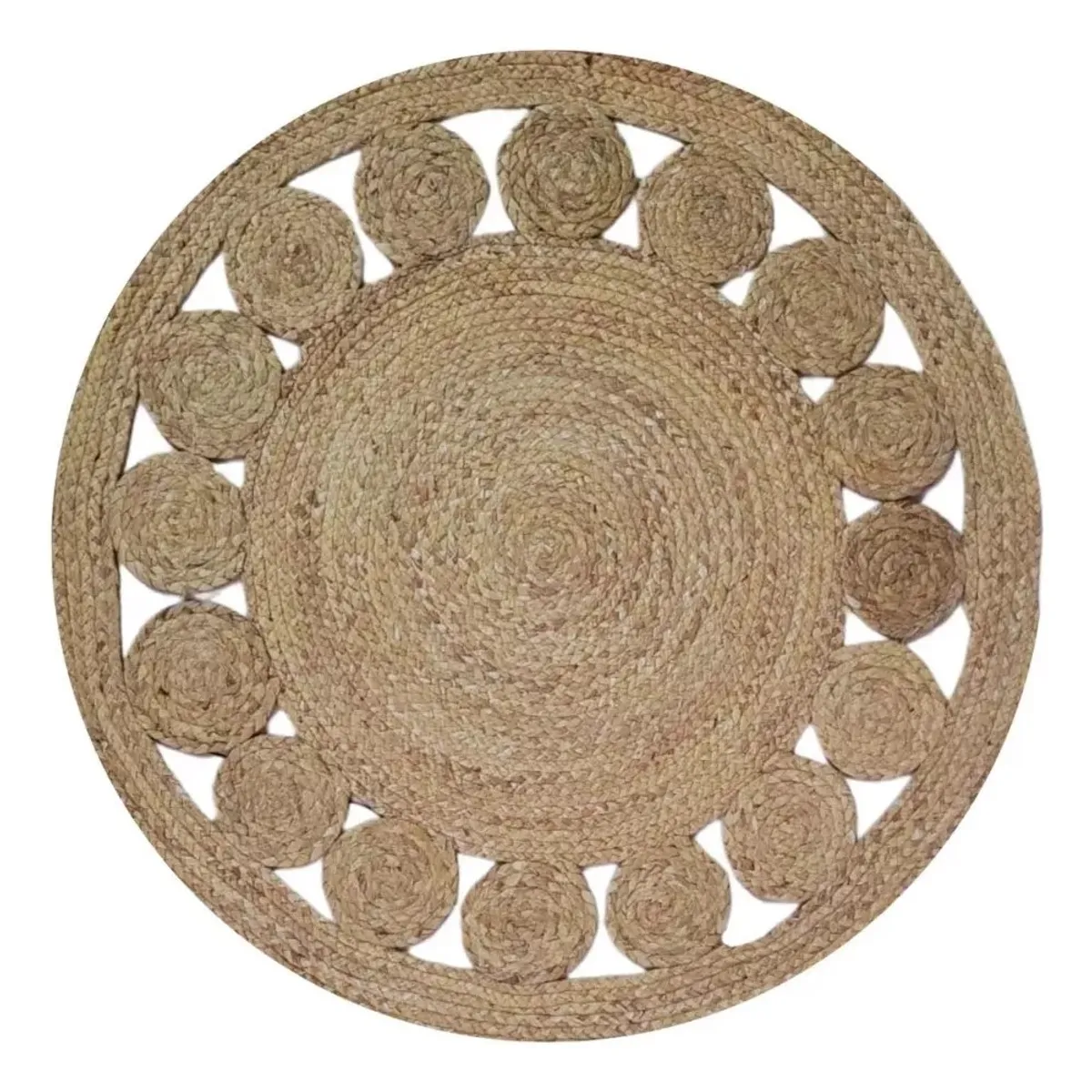 MUNDO MAGIA - Alfombra Redonda De Yute 100cm Decoración Living Exteriores