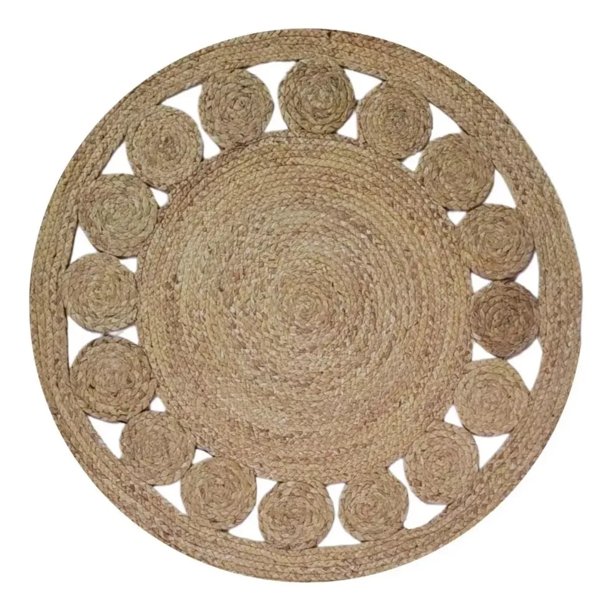 MUNDO MAGIA - Alfombra Redonda De Yute 100cm Decoración Living Exteriores