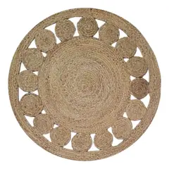 MUNDO MAGIA - Alfombra Redonda De Yute 100cm Decoración Living Exteriores