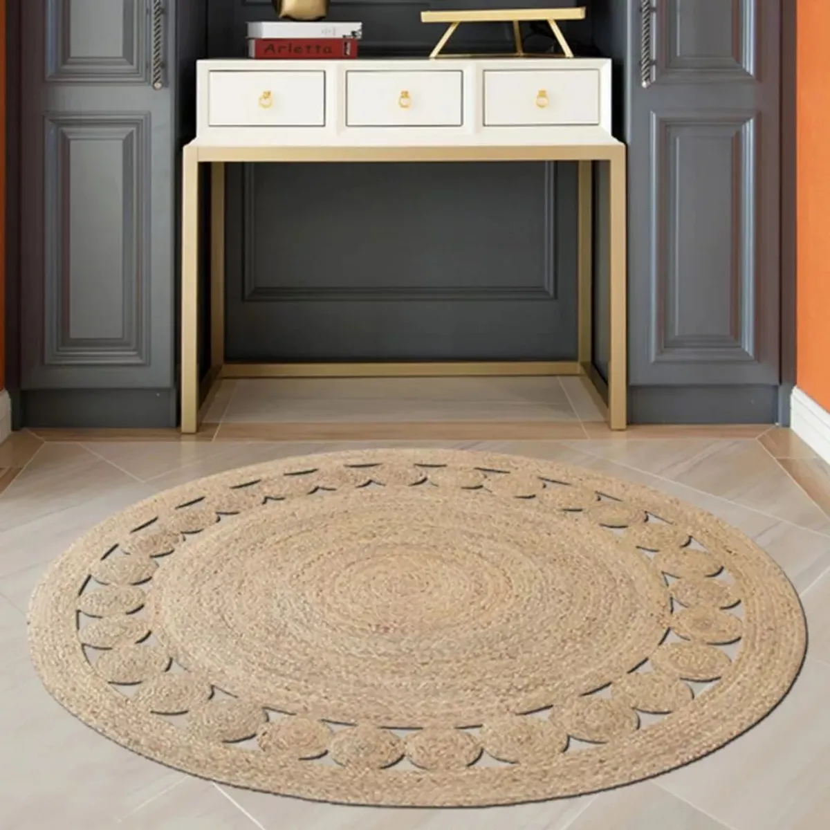 MUNDO MAGIA - Alfombra Redonda De Yute 100cm Decoración Living Exteriores