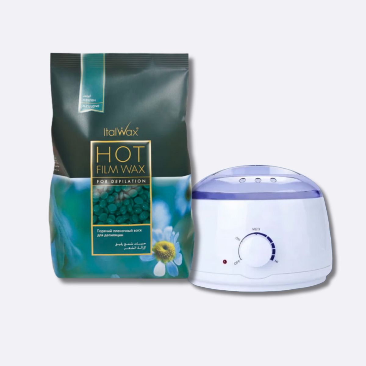 ITALWAX - Pack de Olla y Cera Elástica Alta Gama Italwax Azulene 1 kilo