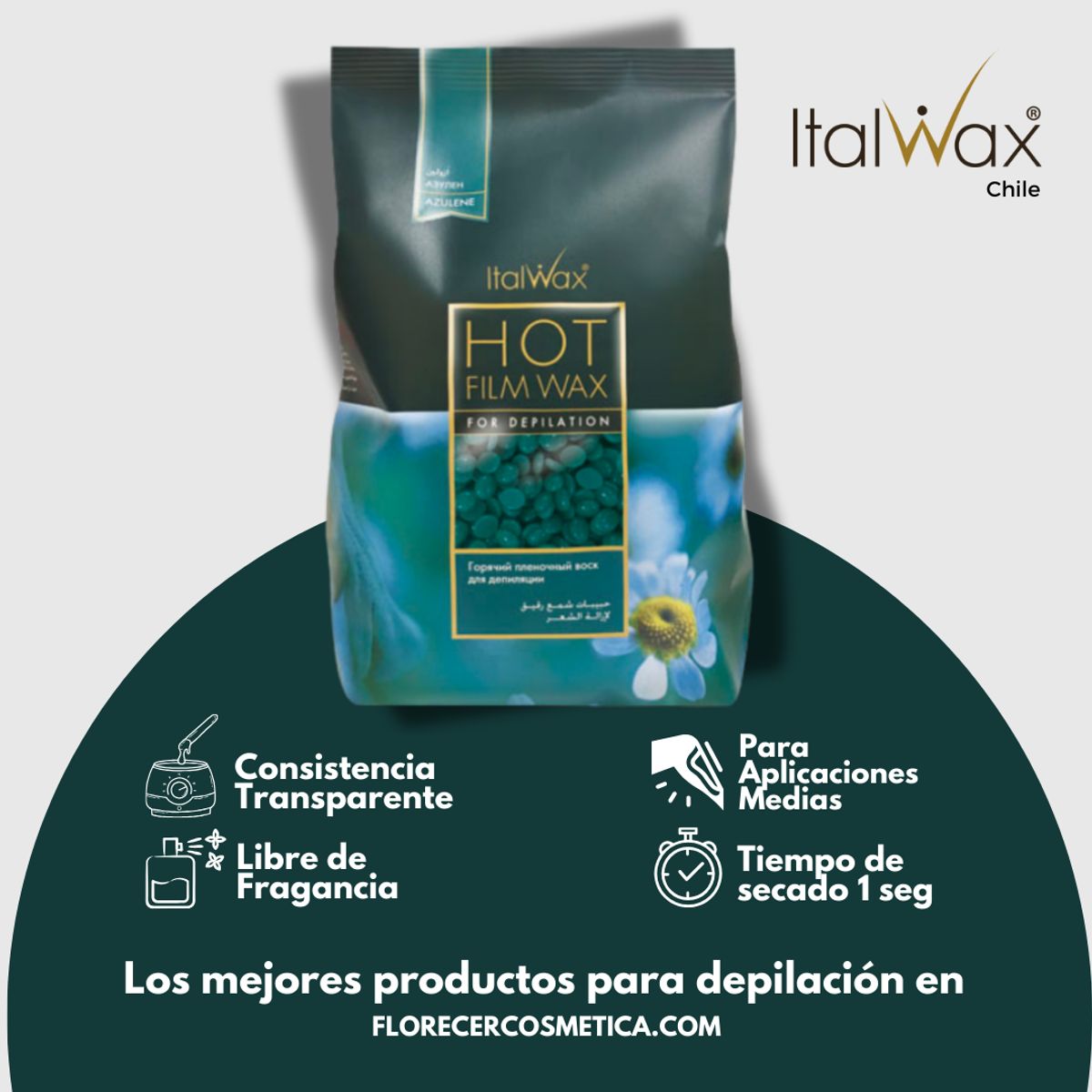 ITALWAX - Pack de Olla y Cera Elástica Alta Gama Italwax Azulene 1 kilo