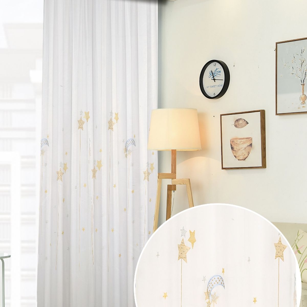 GENERICO - set de 2 visillos bordados 140x230