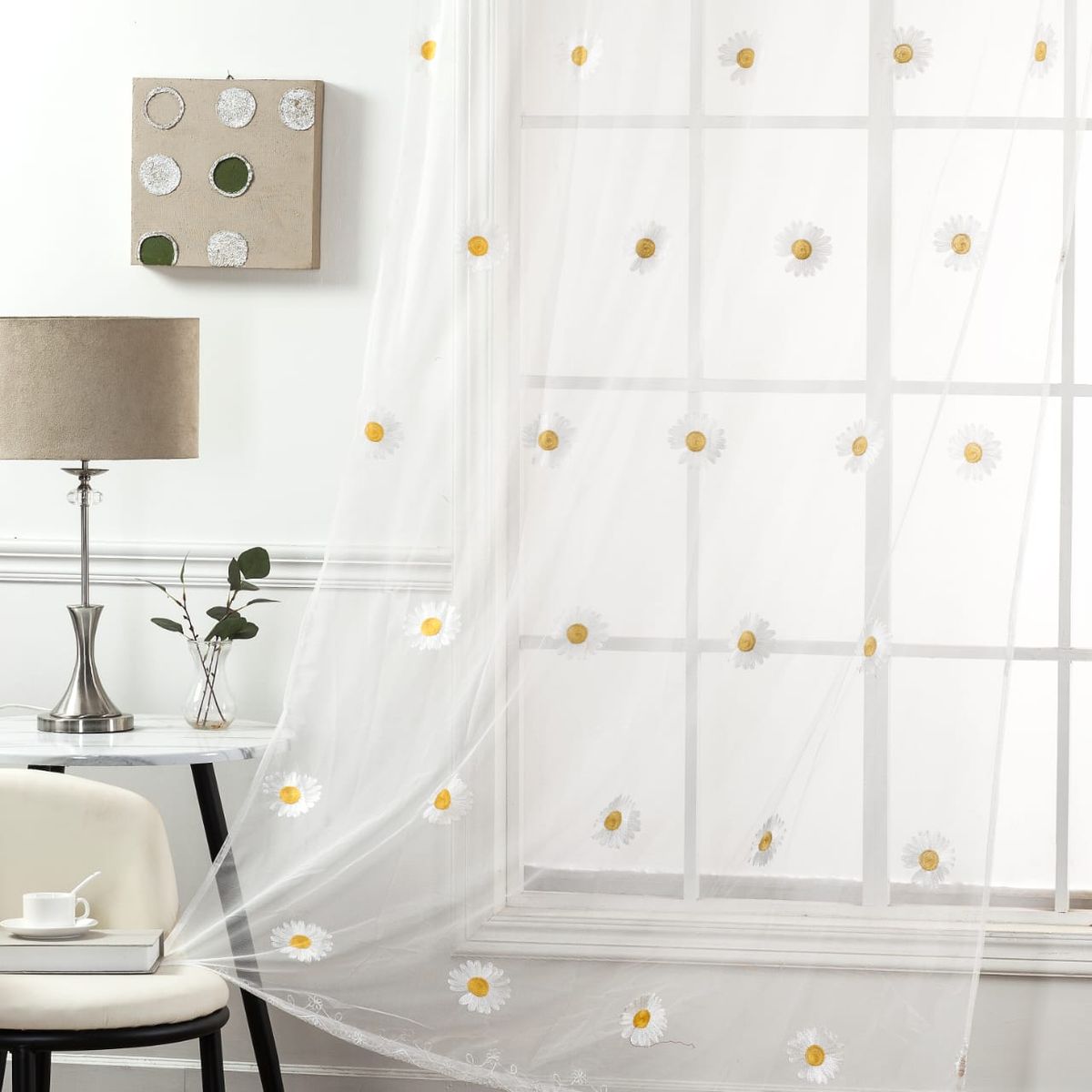 GENERICO - set de 2 visillos bordados 140x230