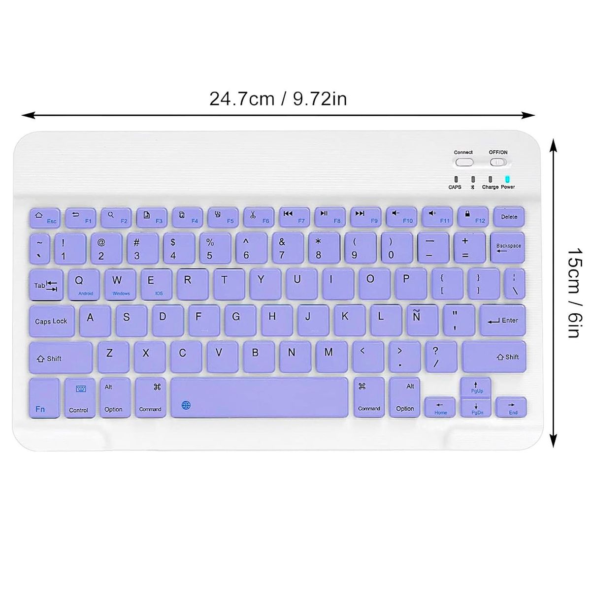 MOTOMO - Combo Teclado Mouse Bluetooth Español Con Ñ Recargable Lila