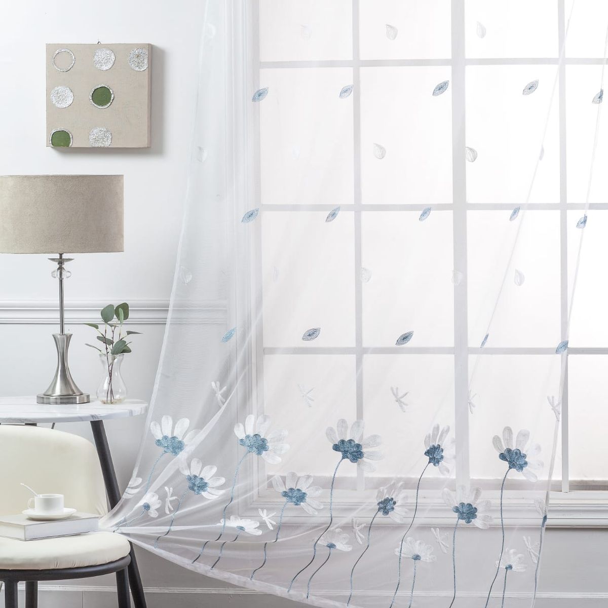 GENERICO - set de 2 visillos bordados 140x230