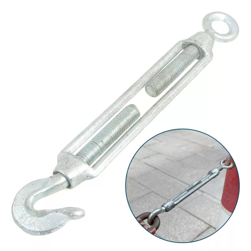 GENERICO - Tensor Ojo Gancho 1/4 M6 Galvanizado 12 Unidades Dicas