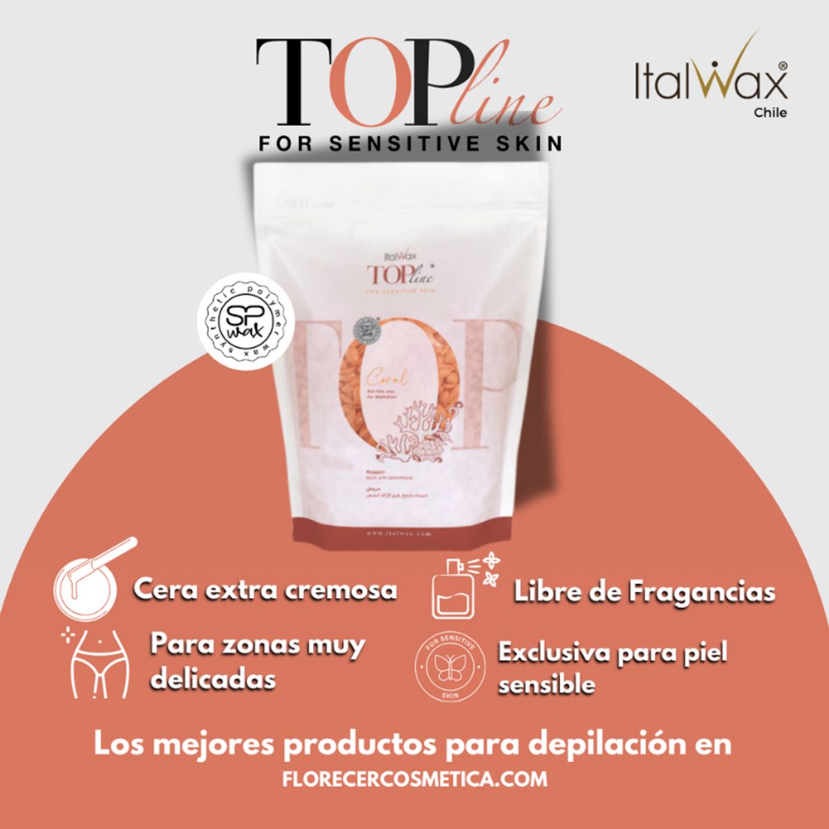 ITALWAX - Pack de Olla y cera Elástica Alta Gama Italwax Coral Piel Sensible