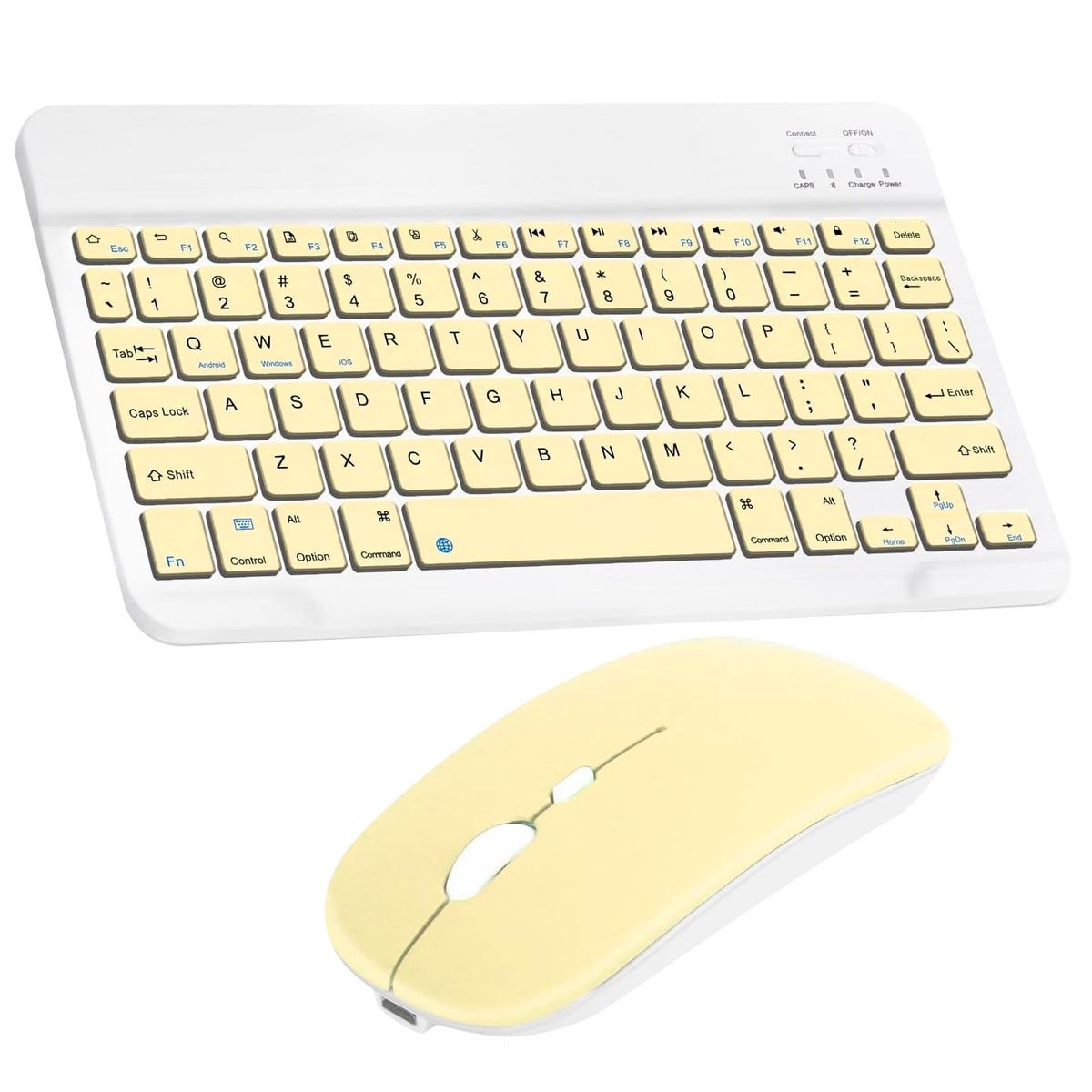 MOTOMO - Combo Teclado Mouse Inalambrico Bluetooth Recargable Amarillo