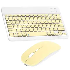 MOTOMO - Combo Teclado Mouse Inalambrico Bluetooth Recargable Amarillo