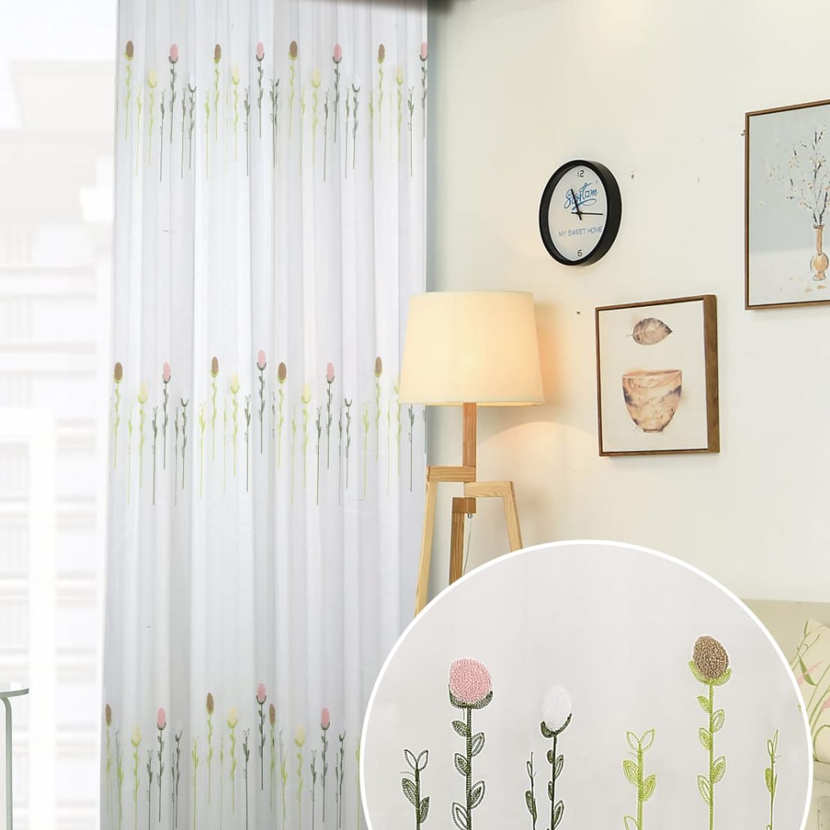 GENERICO - set de 2 visillos bordados 140x230