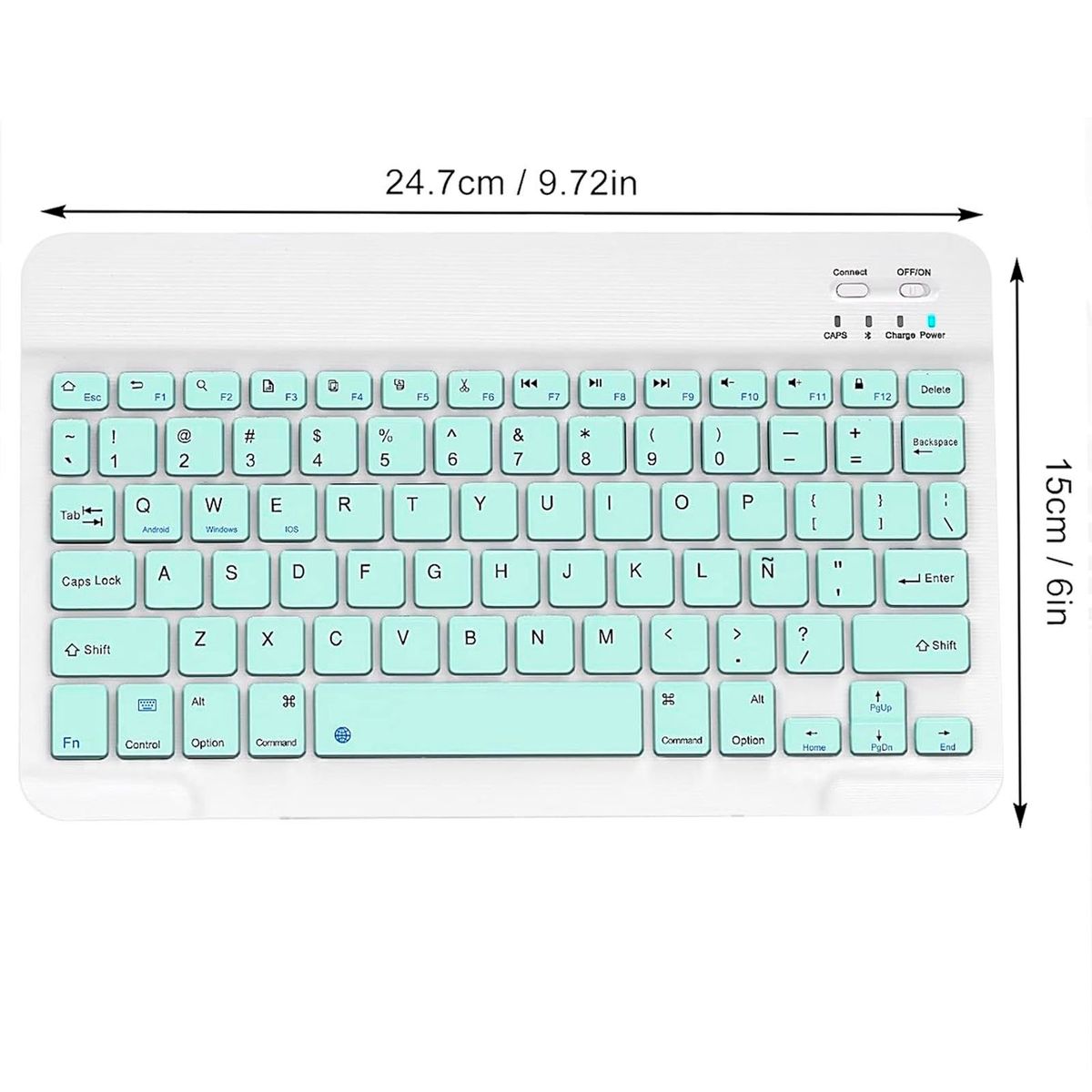 MOTOMO - Combo Teclado Mouse Bluetooth Español Con Ñ Recargable Turquesa