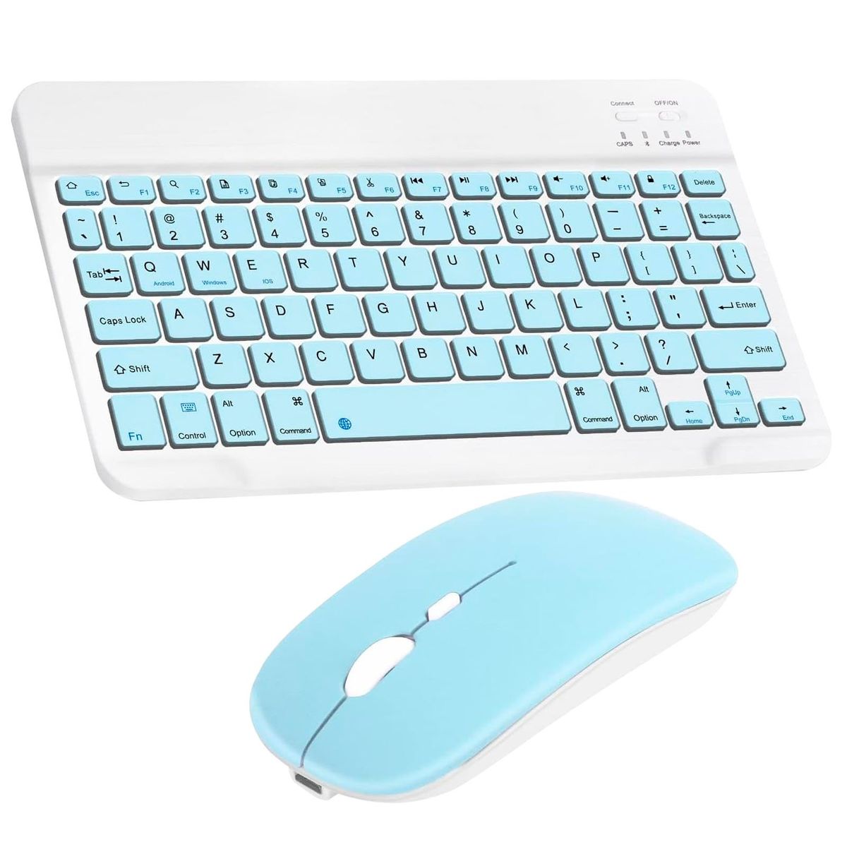 MOTOMO - Combo Teclado Mouse Inalambrico Bluetooth Recargable Celeste