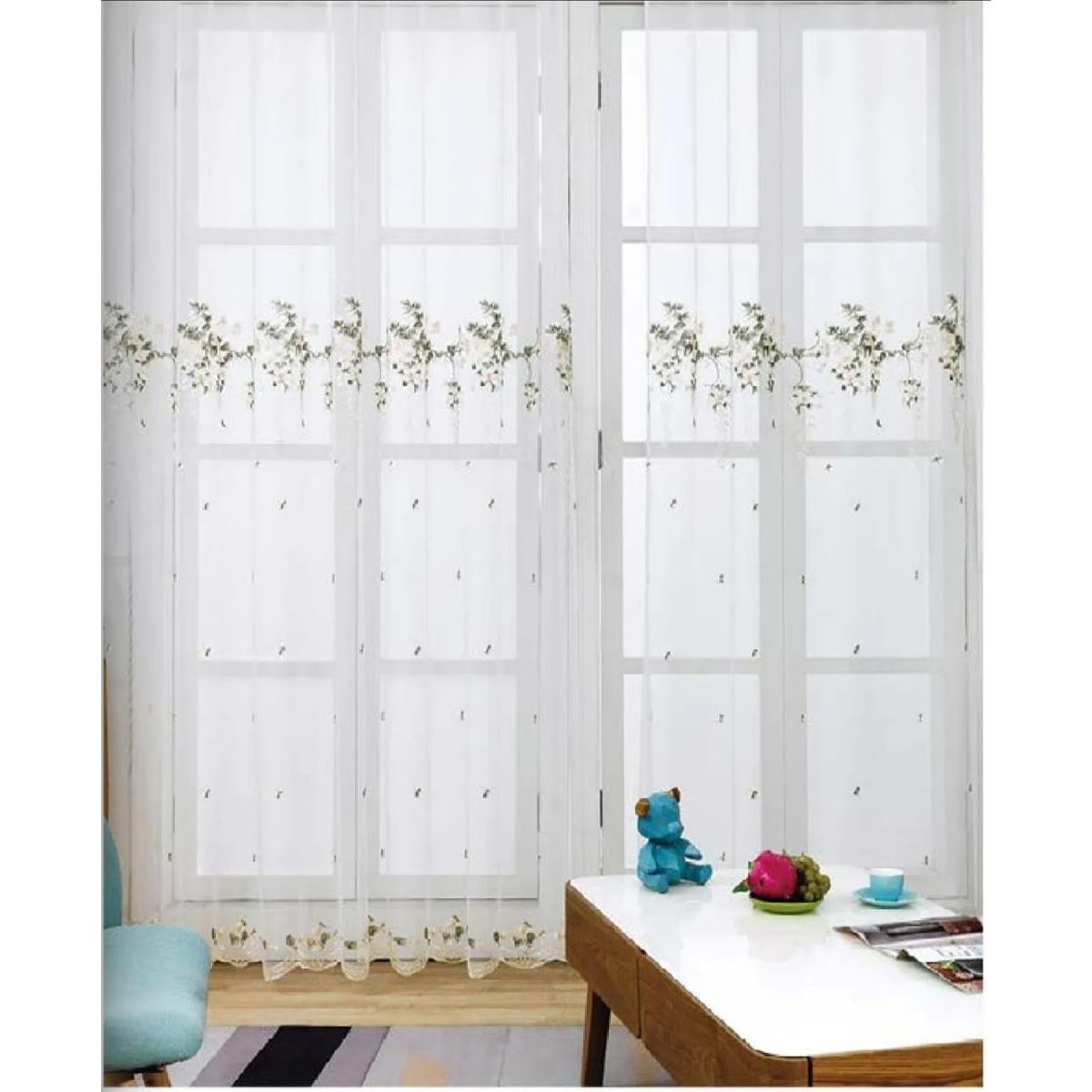 GENERICO - set de 2 visillos bordados 140x230