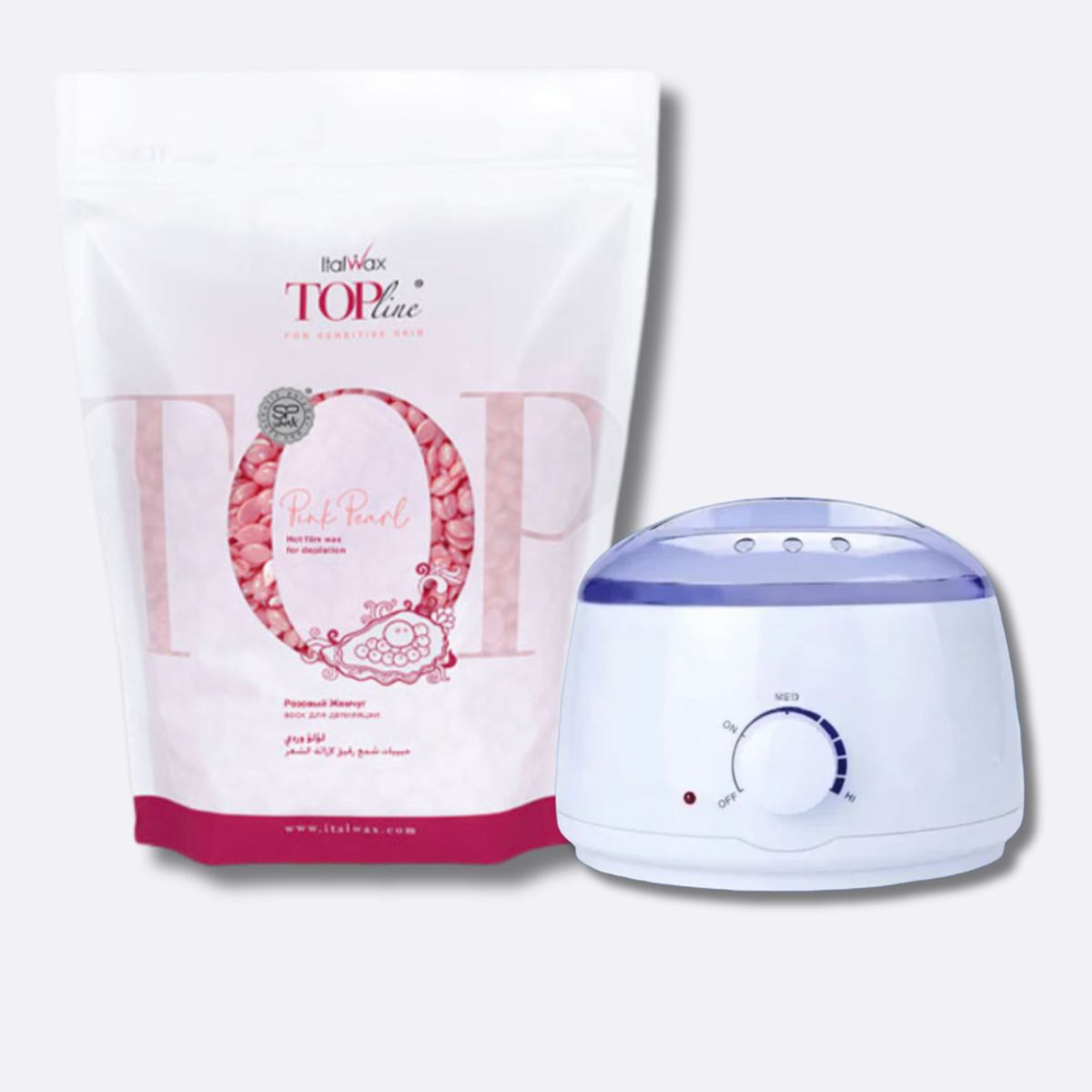 ITALWAX - Pack de Olla y cera Elástica Alta Gama Italwax Pink Pearl Piel Sensible