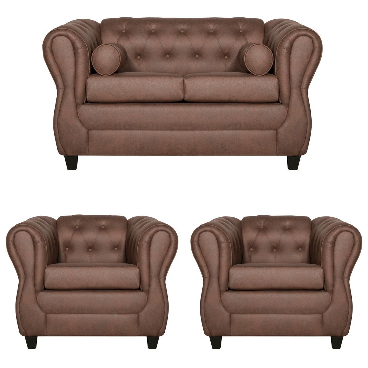 RUZAM MOBEL - JUEGO DE LIVING 2-1-1 CHESTERFIELD CAFE