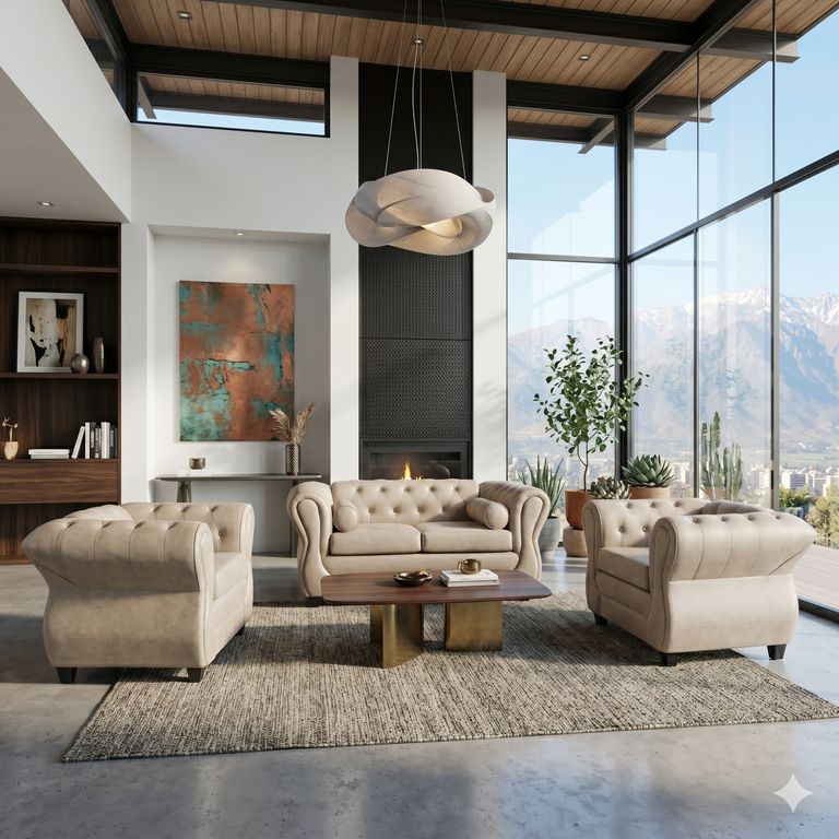 JUEGO DE LIVING 2-1-1 CHESTERFIELD Beige