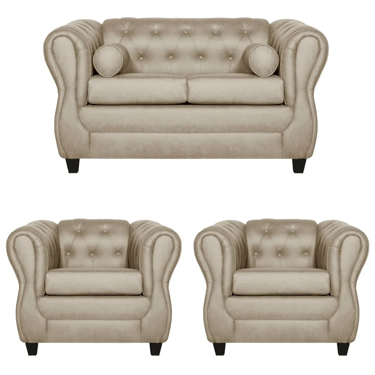 RUZAM MOBEL - JUEGO DE LIVING 2-1-1 CHESTERFIELD BEIGE