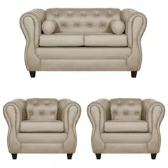 RUZAM MOBEL - JUEGO DE LIVING 2-1-1 CHESTERFIELD BEIGE