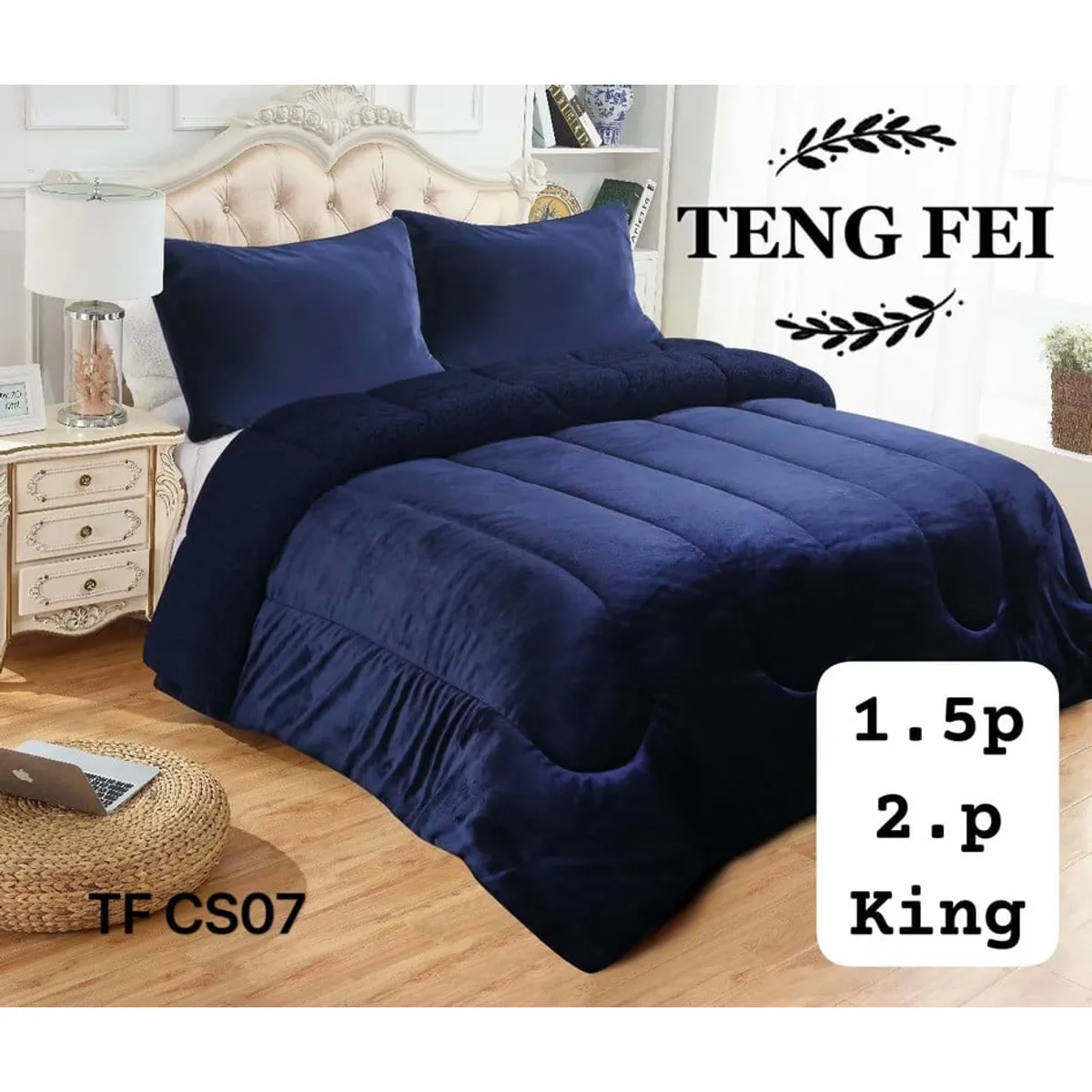 ANGELES DEL HOGAR - Cobertor Plush Con Chiporro Ten Fei Plaza y Media Azul