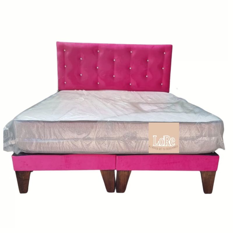 GENERICO - CAMA EUROPEA 2 PLAZA FUCSIA EN FELPA