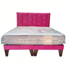 GENERICO - CAMA EUROPEA 2 PLAZA FUCSIA EN FELPA