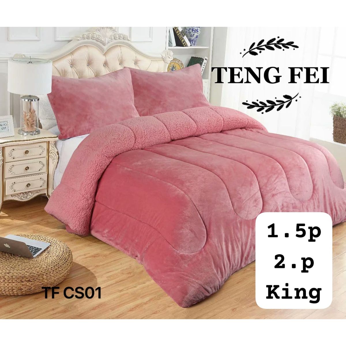 ANGELES DEL HOGAR - Cobertor Plush Con Chiporro Ten Fei King Rosa