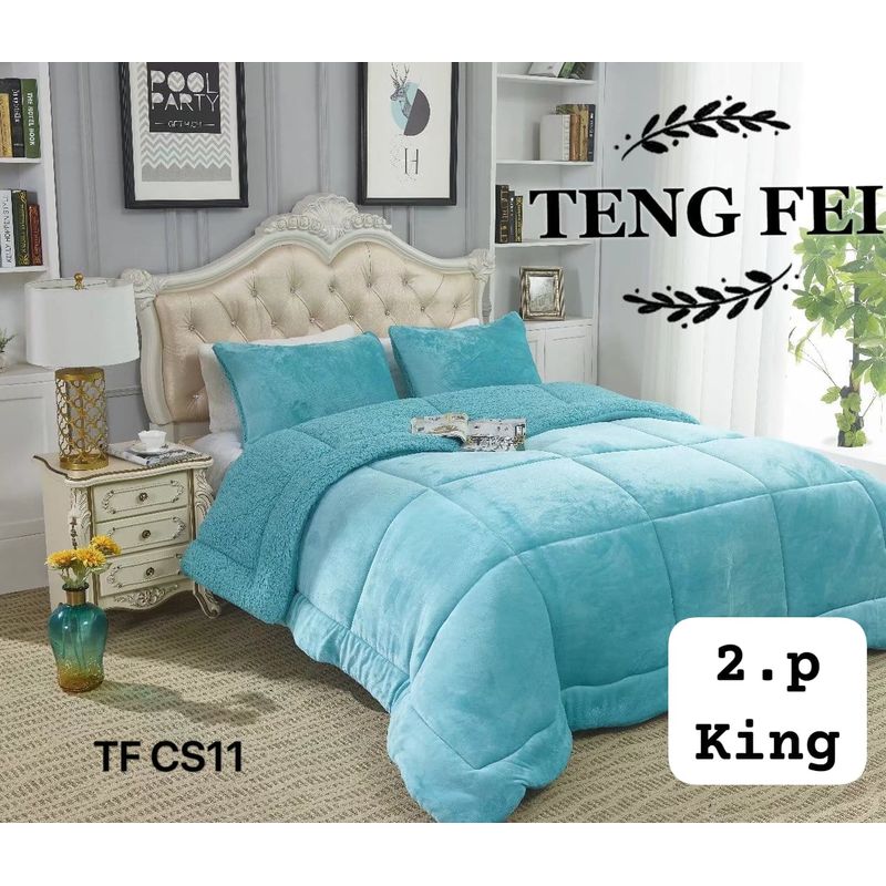 ANGELES DEL HOGAR - Cobertor Plush Con Chiporro Ten Fei 2 Plazas Turquesa
