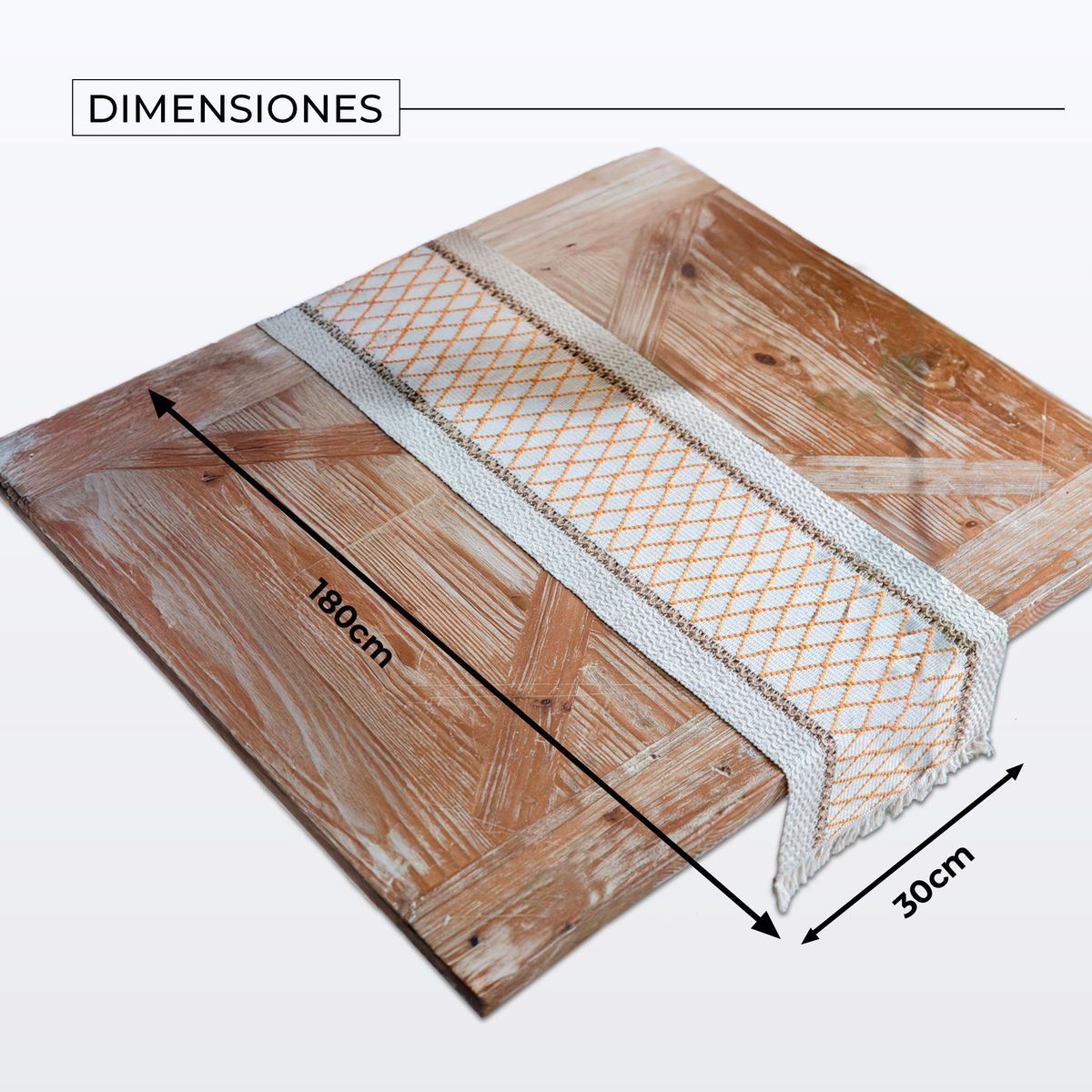 GENERICO - Camino Mesa Bohemio Algodón Yute Beige 180x30cm