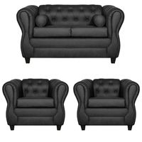 JUEGO DE LIVING 2-1-1 CHESTERFIELD NEGRO