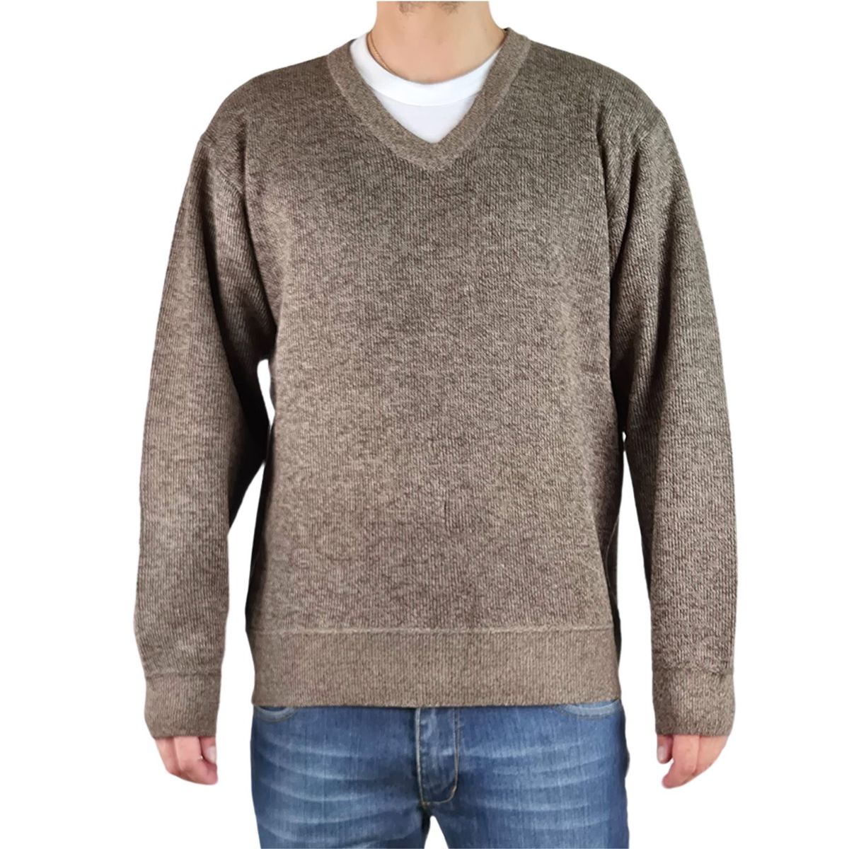 GENERICO - Sweater Hombre Frisado Tejido Cuello V Colores 1368