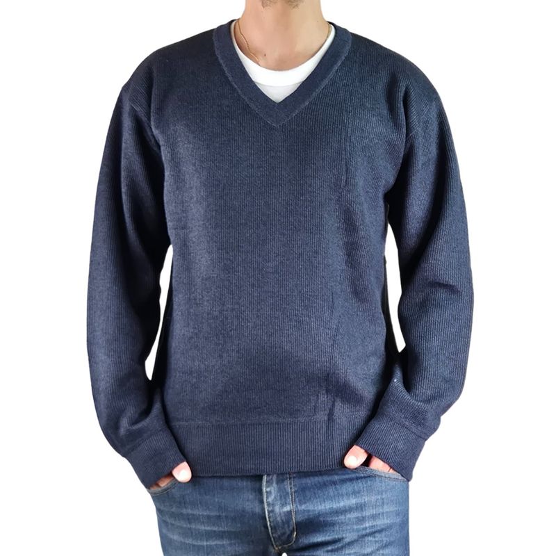 MPROPIA - Sweater Hombre Frisado Tejido Cuello V Colores 1368