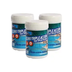 UNIVERSAL - Pack 3 Cloro Para Piscinas en Tabletas Triple Acción