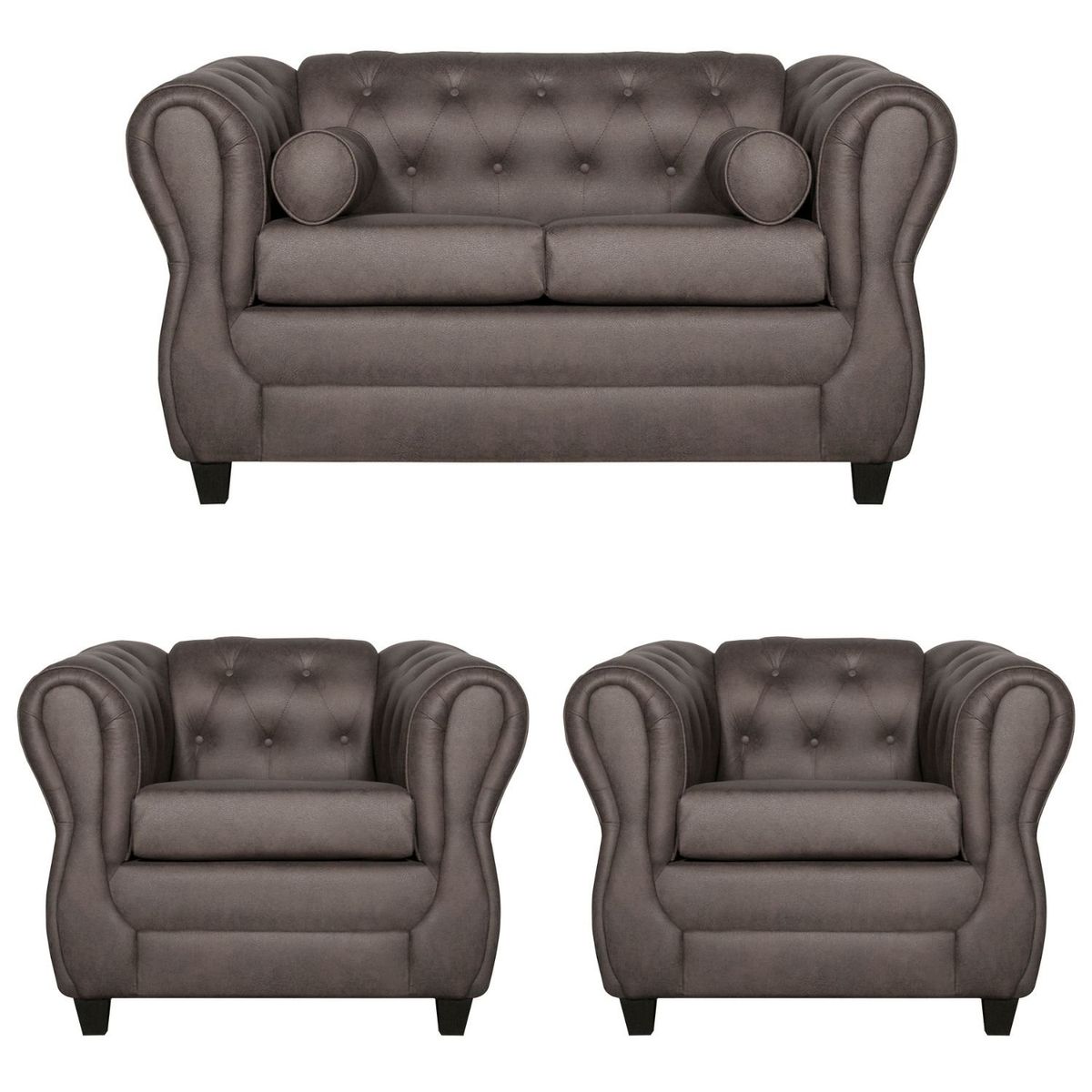 RUZAM MOBEL - JUEGO DE LIVING 2-1-1 CHESTERFIELD CHOCOLATE