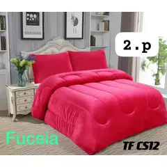 ANGELES DEL HOGAR - Cobertor Plush Con Chiporro Ten Fei 2 Plazas Fucsia