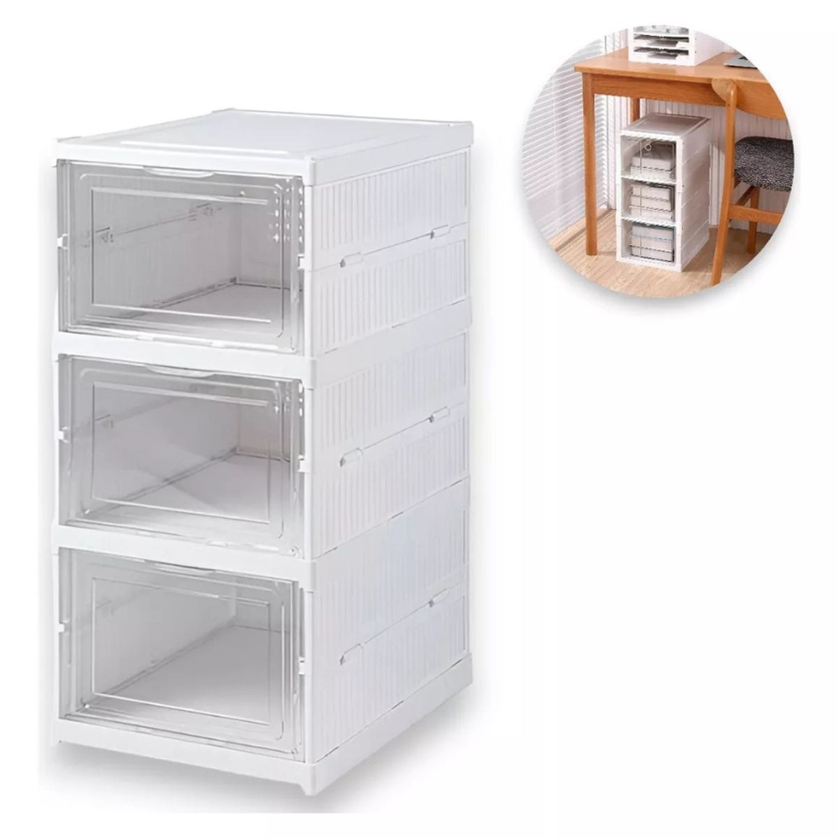 GENERICO - Zapatero Plegable Almacenamiento Contenedor 3 niveles