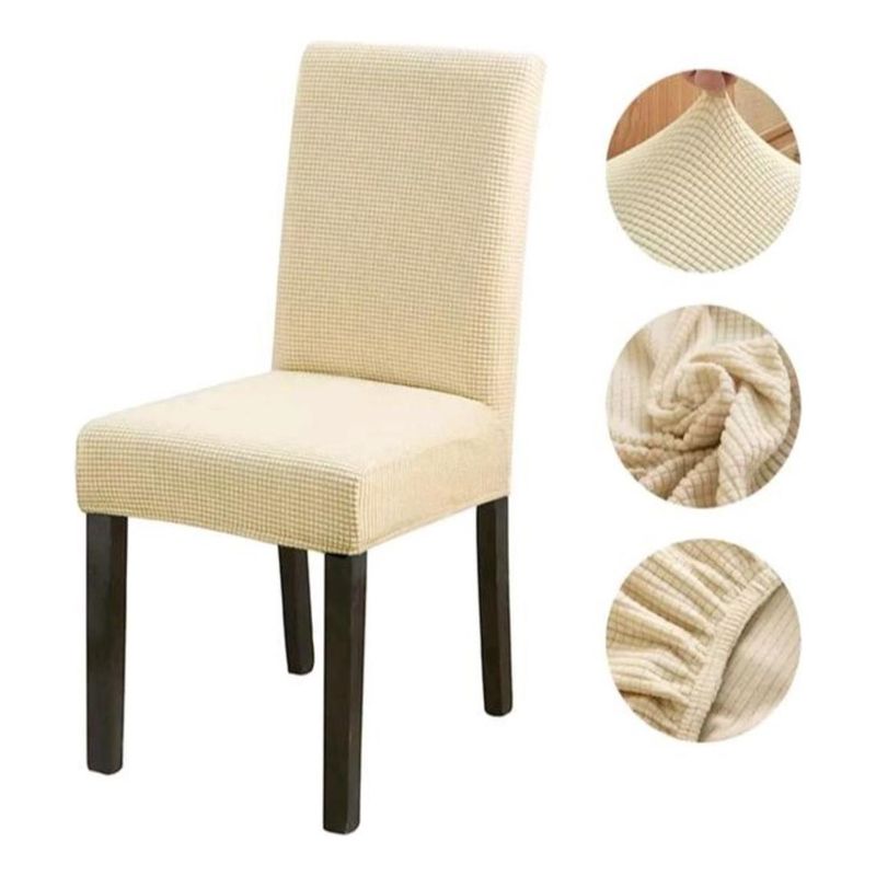 GENERICO - Pack 6 Fundas de Sillas Comedor Premium Beige Texturizadas